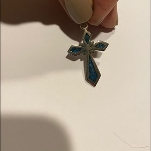 sterling silver and turquoise cross. Handcrafted